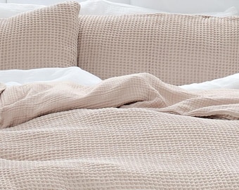 Organic Cotton Waffle Pillow Case Set: Earthy Softened Cotton Covers with envelope closure