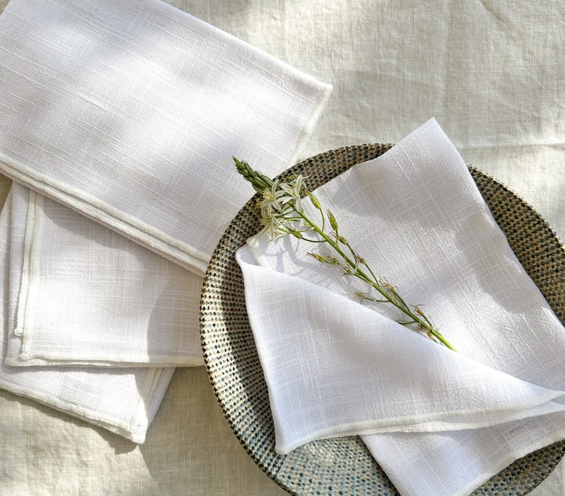 White napkin set of 2 or 4, cotton napkin white, kitchen linens, wedding napkins bulk, cloth dinner napkins, Turkish cotton table linens image 1