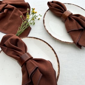 Soil brown napkin set of 2 or 4, wedding napkins bulk, cloth dinner napkin set, gifts for home, kitchen linens, reusable cotton table linens image 4