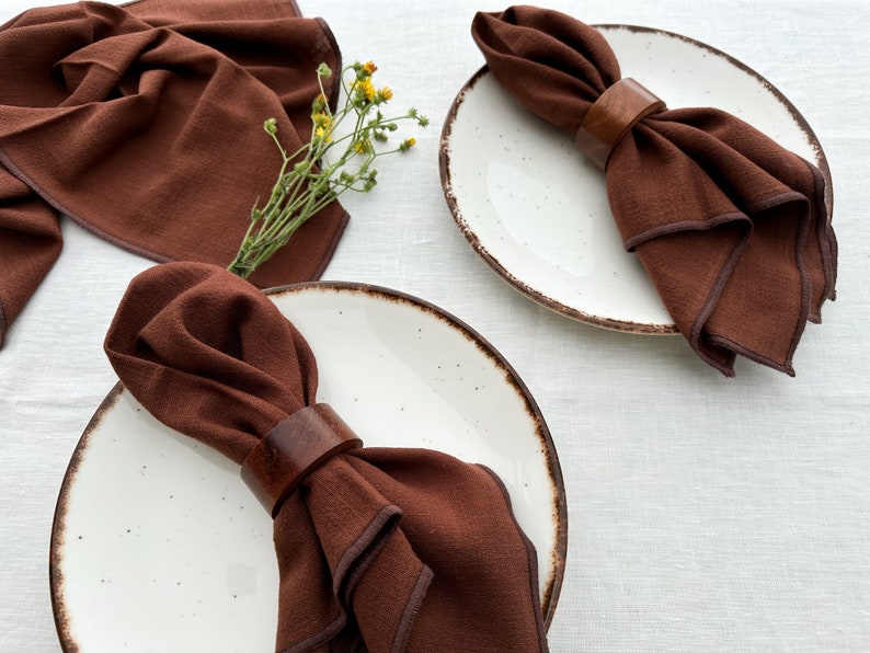 Soil brown napkin set of 2 or 4, wedding napkins bulk, cloth dinner napkin set, gifts for home, kitchen linens, reusable cotton table linens image 4