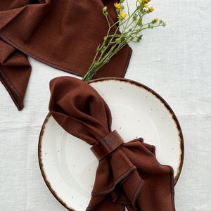 Soil brown napkin set of 2 or 4, wedding napkins bulk, cloth dinner napkin set, gifts for home, kitchen linens, reusable cotton table linens image 3