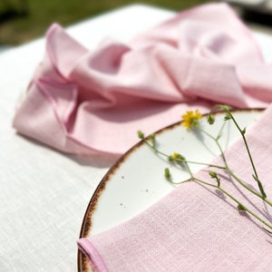 Soft pink cotton napkin set of 2, 4 with handcrafted edges, table napkins, wedding napkins bulk, cloth dinner napkins, gifts for home