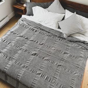 Waffle Blanket Throw Gray, Waffle Bedding Gift, Home Decor Ideas, Blankets for Couch, Soft Cotton Bed Blanket,Gifts for Fall, Christmas Gift