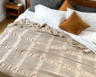 Coperta a nido d'ape in vari colori, coperte da regalo, copriletto a nido d'ape, coperta da letto in morbido cotone, regali per l'autunno, regalo di Natale
