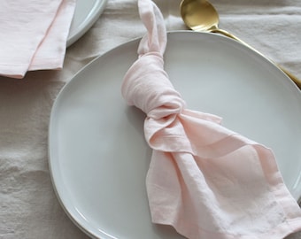 Linen Dinner Napkin, Blush Napkin Set or Single, Pale Peach Table Decor, Bulk Wedding Napkin, Tea Napkin, Washed Soft, Linen Napkins Bulk