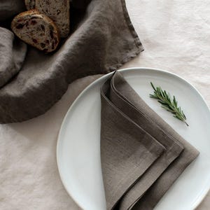 Linen Napkin, Coffee Brown Cloth Dinner Napkins for Wedding, Pre-Washed Soft, Housewarming Gift, Tea Napkin