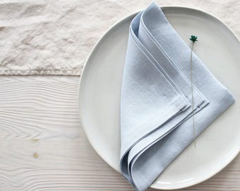Linen Napkin, Sky Blue Dinner Napkin, Table Decor Wedding, PreWashed, Housewarming Gift, Bulk Linen Napkins, Wedding Napkins, Tea Napkin
