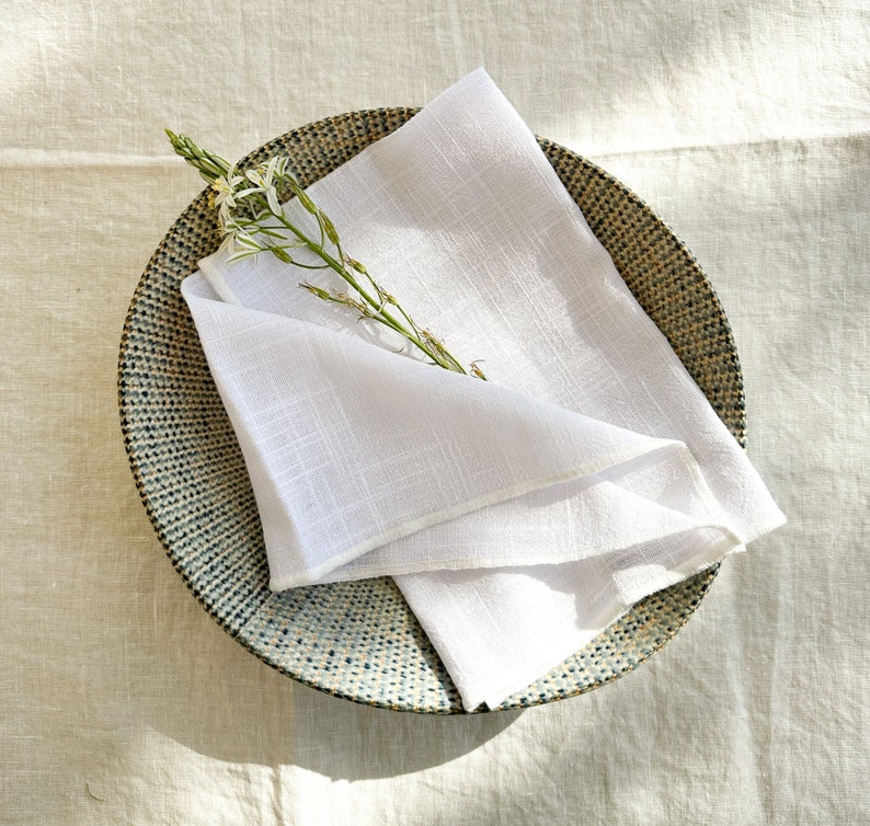 White napkin set of 2 or 4, cotton napkin white, kitchen linens, wedding napkins bulk, cloth dinner napkins, Turkish cotton table linens image 3