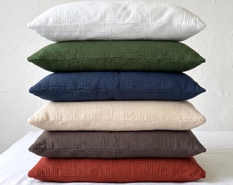 Organic Cotton Muslin Pillow Cases, Set of 2 in Various Colors, Softened Envelope Closure Pillow Cover