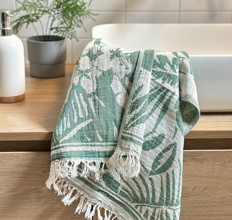 Forest green soft hand towel, stylish towels for guest bathroom, face and hair towel, Christmas gift, bridemaids gift, prewashed towel image 2