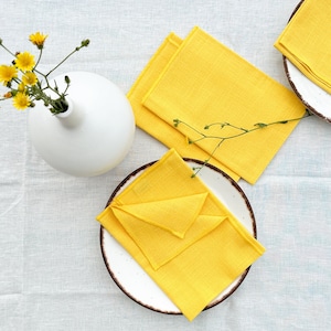 Yellow cotton napkin set of 2 or 4, handcrafted stylish dinner napkins, cloth napkins set,table linens, wedding napkins bulk, home gift idea