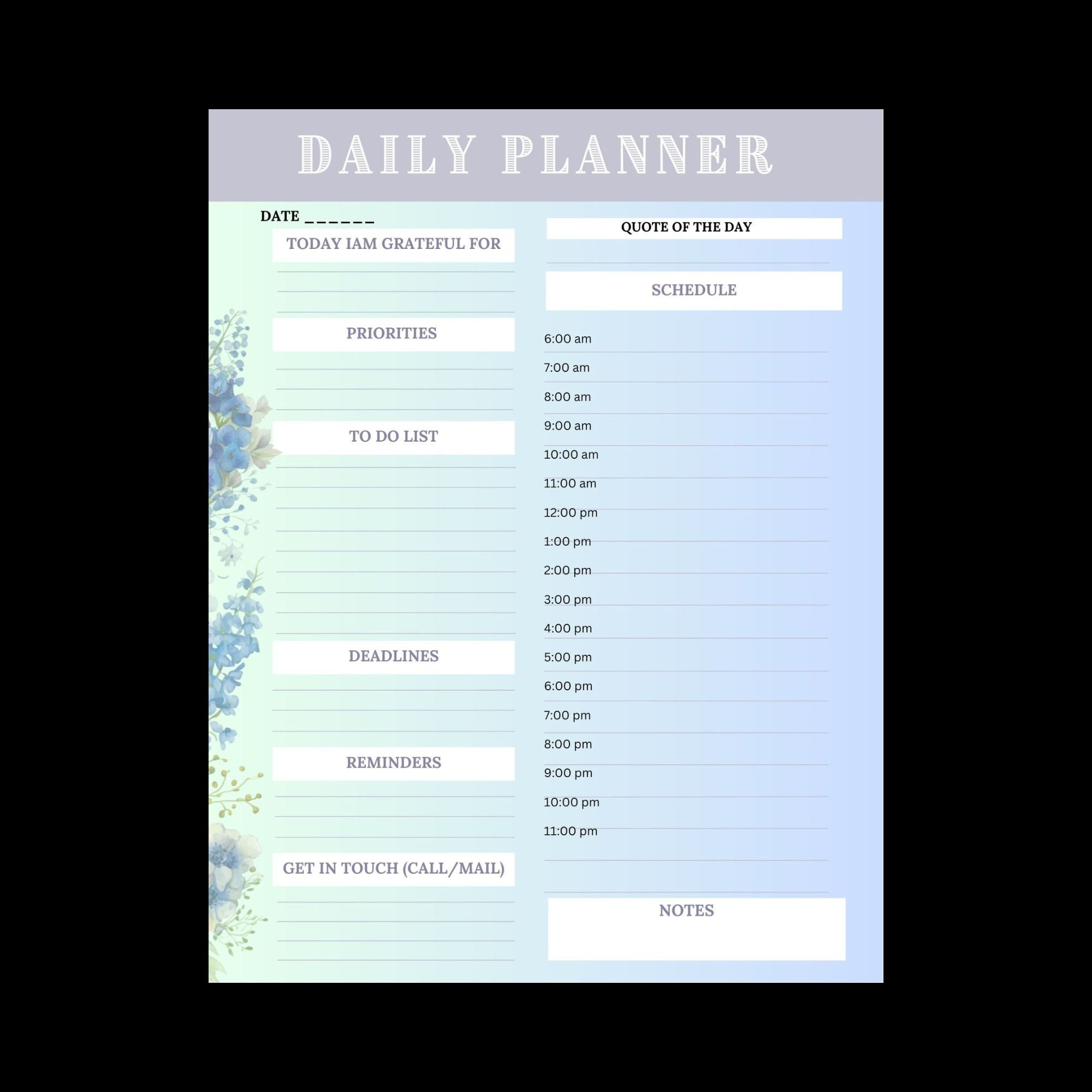 Daily Weekly Monthly Digital Printable Planner Set Instant Download A4 ...