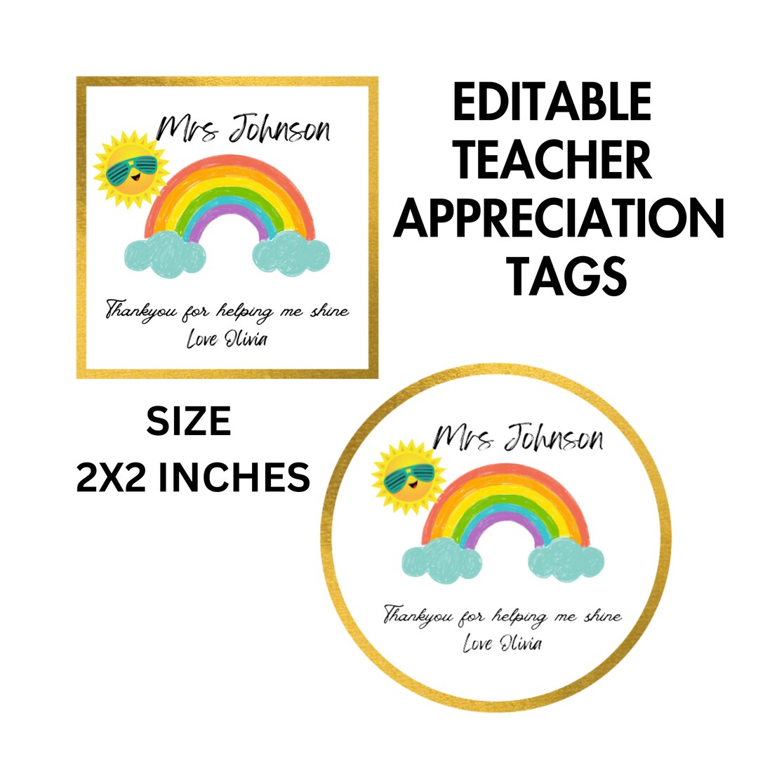 Editable Teacher Appreciation Gift Tag Printable Canva Template ...