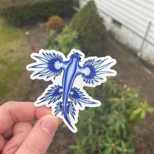 Blue glaucus sticker | Glaucus atlanticus art | Blue dragon art | Sea slug sticker