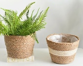 Woven Storage Plant Pot Basket Garden Flower Vase Lined