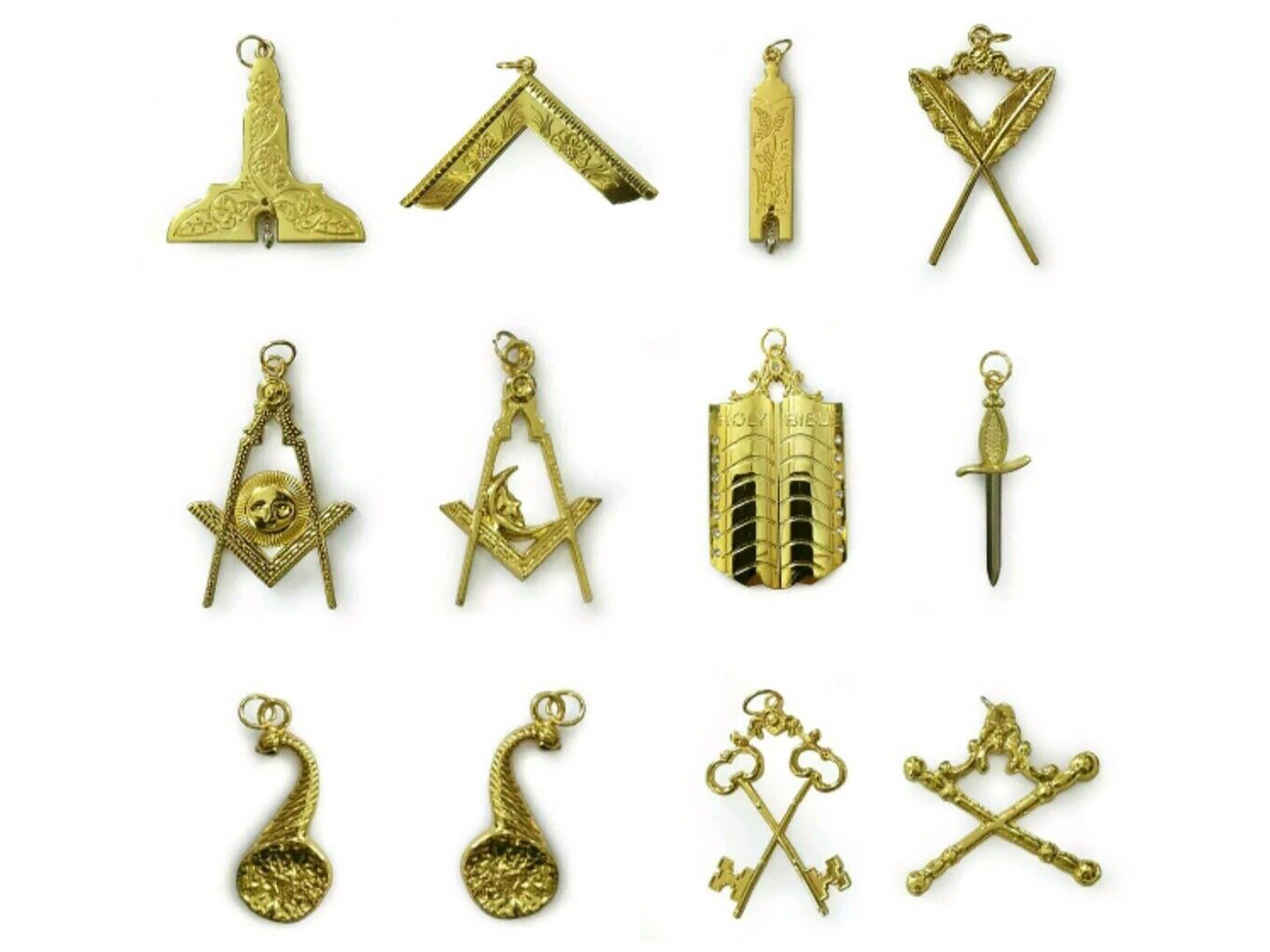 thumbnail image 2 of Masonic Blue Lodge Officer Collar Jewels – Set Of 12, Silver, Masonic Hub, Made In USA 2 of 4