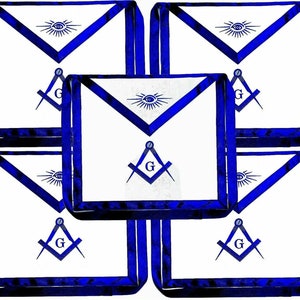 5 Blue Lodge Chain Collar Master Mason Apron with Square Compass