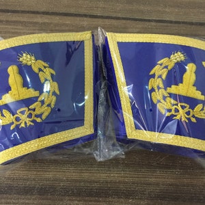 Masonic Regalia Craft Blue Lodge Officers Gauntlets & Cuff, Blue House Cuff Set