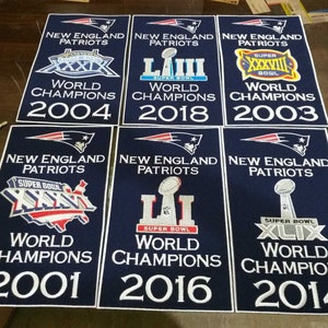New England Patriots Super Bowl World Champions 14" x 8,5" Banner Geschenk für Ihn / Sie