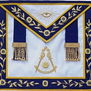Masonic past master bullion apron blue hand embroidered