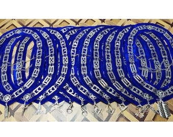 Masonic Regalia BLUE LODGE OFFICER Silver Metal Chain Collar with Jewel's 12 pcs