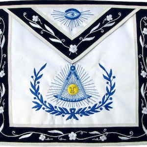 Masonic blue lodge past master apron hand embroidered