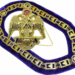 33 Degree Masonic Collar Chain Regalia 33RD Degree SCOTTISH RITE Plus Small PENDANT Gift For Him