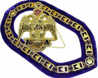33 Degree Masonic Collar Chain Regalia 33RD Degree SCOTTISH RITE Plus Small PENDANT Gift For Him