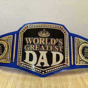 World Greatest Dad Belt Wrestling Championship Belt Adult Size Leather Belt