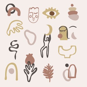 Boho abstrakt SVG, modern clipart, PNG doodle ikoner utskrivbar sublimeringsdesign, keramik, klistermärke, scrapbooking clipart, digital nedladdning