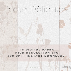 Beige Blush Floral Digital Paper Pack – Neutral Vintage Watercolor Backgrounds, 12x12 Romantic Scrapbook Paper, Elegant Printable Textures