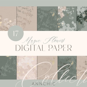 Digitales Papier, Scrapbooking Clipart, Botanische Muster, Florale Texturen, Aquarell druckbare Kunst, Decoupage, Hochzeitseinladung, Kulissen