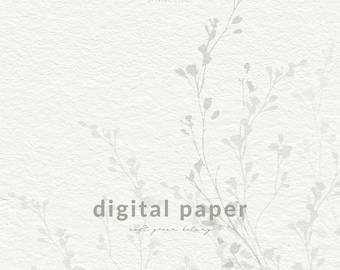 Floral digital paper, watercolor paper, botanical digital paper, greenery watercolor texture, floral background, leaves pattern, herbs paper