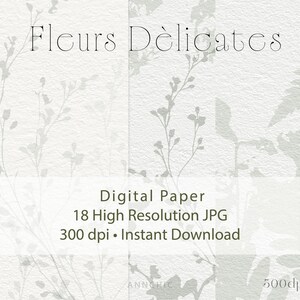 Sage Green Botanical Digital Paper Pack – Watercolor Floral Backgrounds, Neutral French Cottage Scrapbook Paper, Printable Texture Bundle