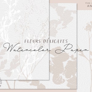 Padrões florais, flores silvestres em aquarela, papel digital botânico, textura aquarela bege, papel de ervas, fundo floral, estampas neutras