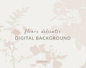Floral digital paper, watercolor paper, botanical digital paper, beige paper, watercolor texture, neutral paper, floral background, neutral