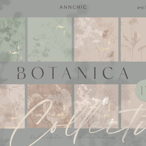 Botanisch scrapbookingpapier, herfstbladmotief, afdrukbare decoupage, digitale download, achtergronden, junk journal, planner clipart, goud