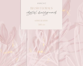 Blush digital paper, Pink gold marble textures, Floral digital paper, Gold foil background, Flower pattern, Rose gold marble, Dust pink pack