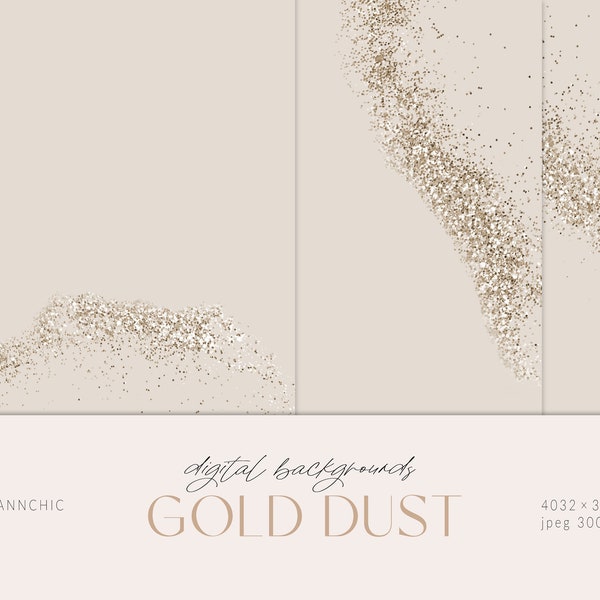 Gold glitter digital paper - Gold digital paper - Glitter backgrounds - Gold foil textures - Gold dust backgrounds - Confetti backgrounds