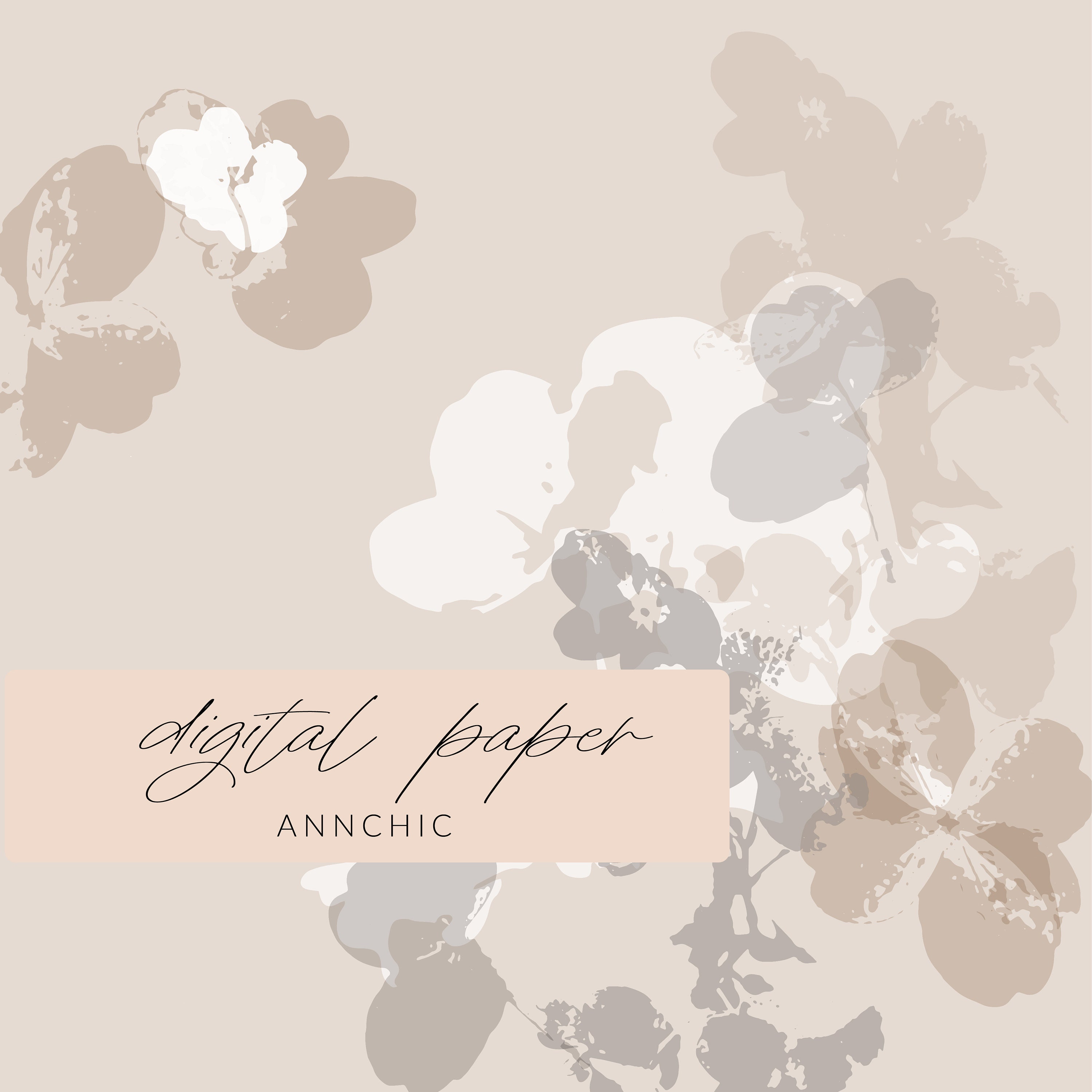 Floral Digital Paper, Boho Paper, Botanical Digital Paper, Beige Paper ...