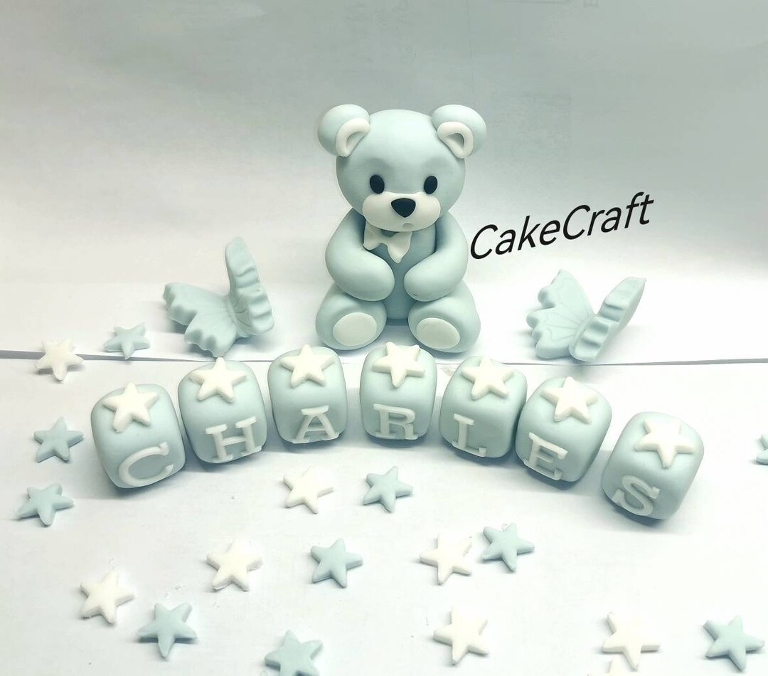Teddy Bear Christening Baptism Birthday Edible Icing Sugar Paste Cake ...