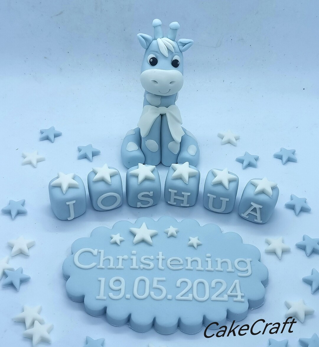 Giraffe Christening Baptism Birthday Edible Icing Sugar Paste Cake ...