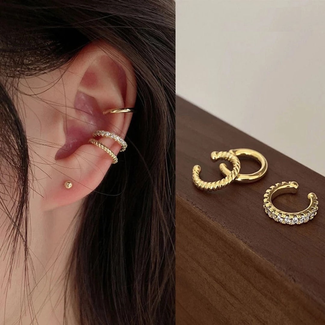 Ear Cuffs Set of 3 Ear Cuff No Piercing Gold Ear Cuffs Etsy Canada