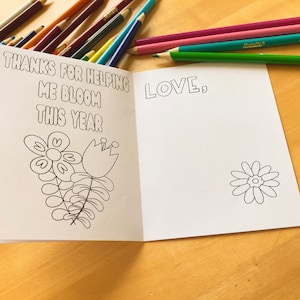 Thank You Teacher Coloring Printable Foldable Cards INSTANT DOWNLOAD ...