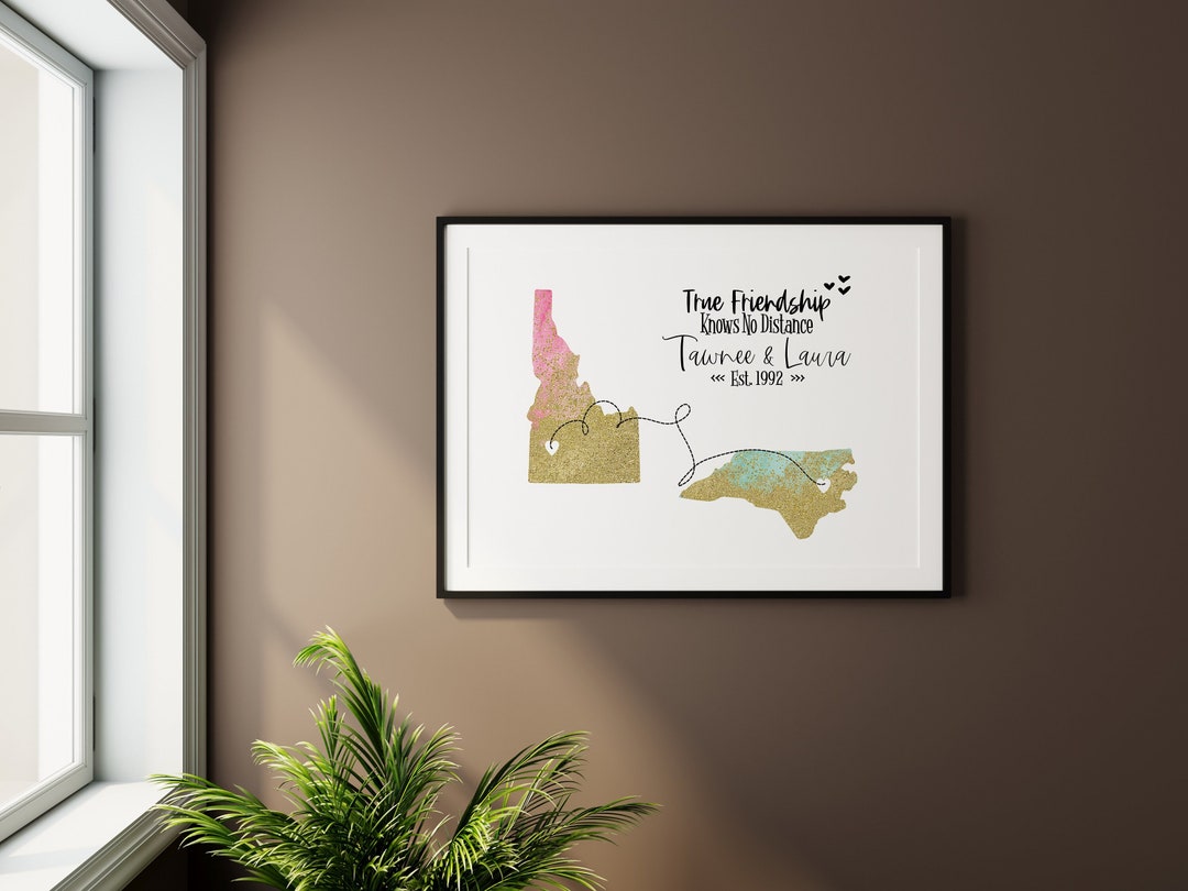 Personalized Friendship Map Print, Long Distance Gift (digital Download ...