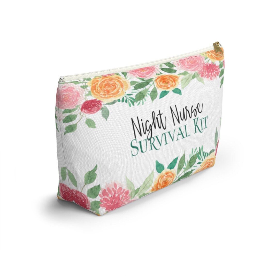 Night Shift Nurse Survival Kit Large Floral Accessory Pouch W | Etsy