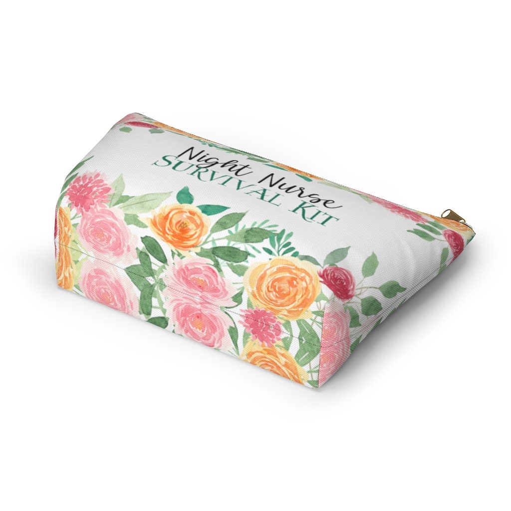Night Shift Nurse Survival Kit Large Floral Accessory Pouch W | Etsy