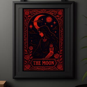 Arte de la Carta del Tarot de la Luna / Descarga digital / Arte de brujas