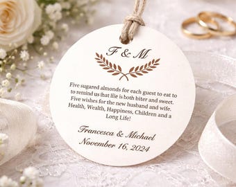Round Bomboniera Tags - Italian Wedding Tradition Poem Favor Labels