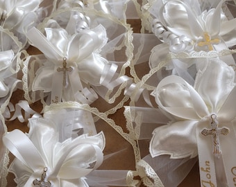 Italian Style Religious Bomboniera| Greek Baptismal Koufetas Boubounieras| Communion, Baptism Favors